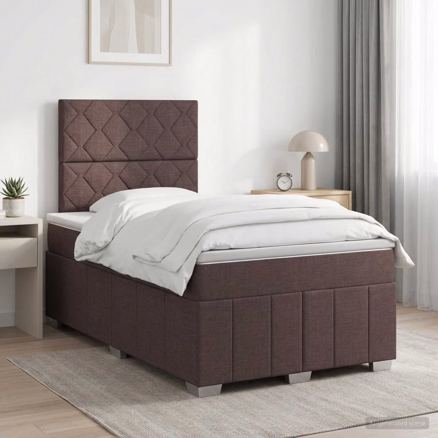 Letto box spring vidaXL con materasso a molle insacchettate, Marrone e Bianco, L 120 x P 200 cm