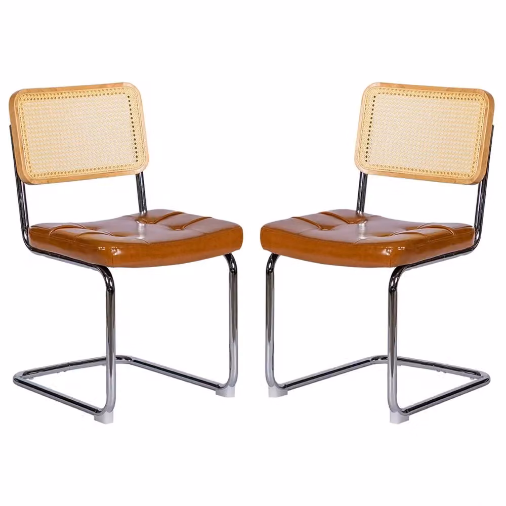 Set di 2 sedie da pranzo Minimal in similpelle imbottita con gambe in metallo design moderno colore nero – 2
