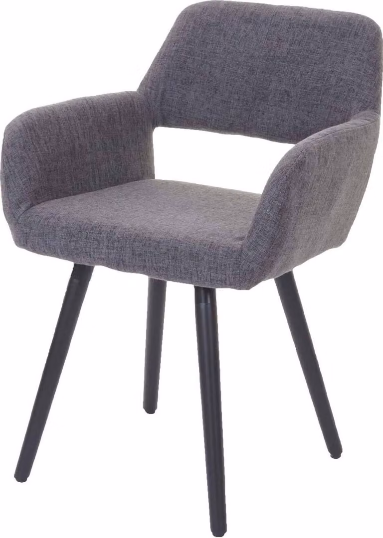 Sedia da sala da pranzo HWC-A50 II, sedia da cucina, design retrò anni '50 ~ tessuto, grigio, gambe scure