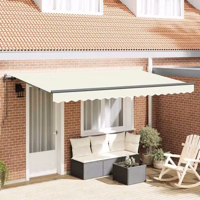 Tenda retrattile-Tenda parasole per balcone Crema 350 x 200 cm Tessuto 902466