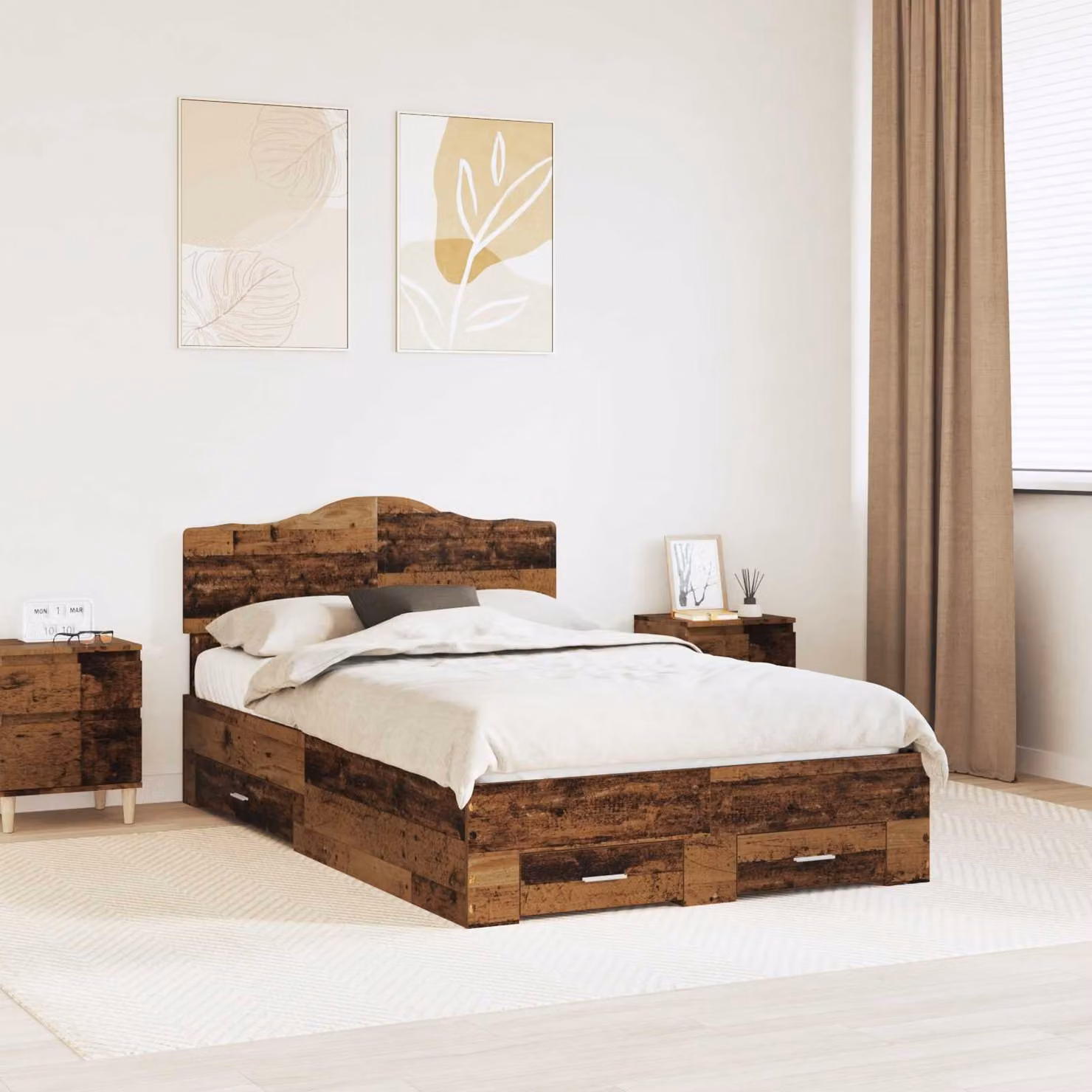 Struttura del letto con cassetto vidaXL in legno marrone L 120 x P 200 cm