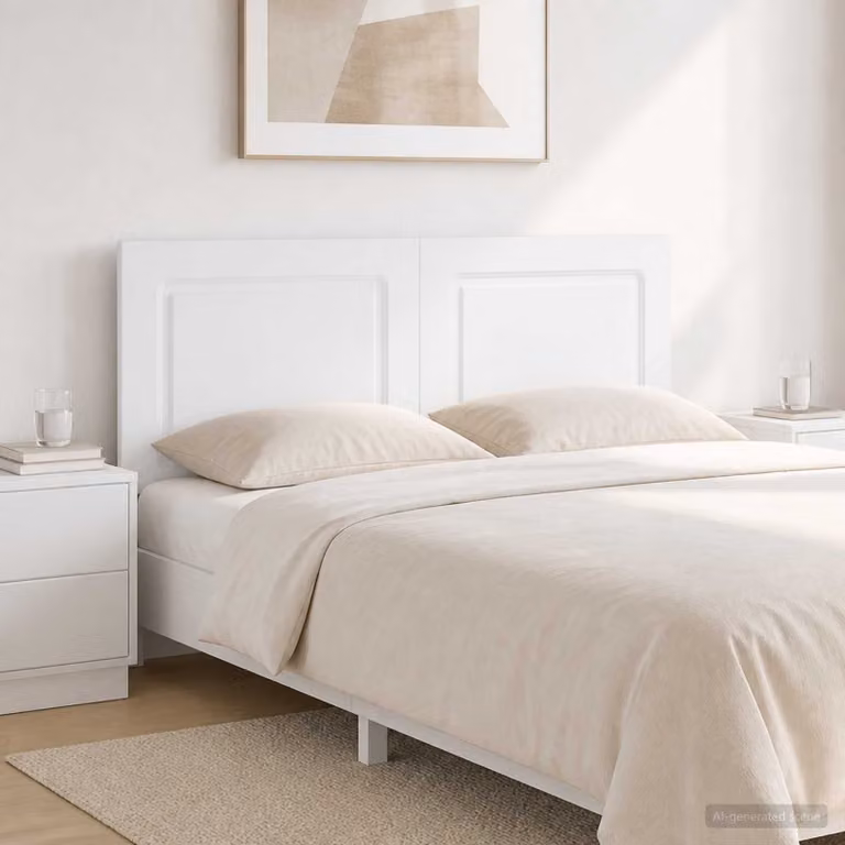 Testiera da muro moderna vidaXL UTRECHT in legno ingegnerizzato bianco con design a righe L 123 cm x H 50 cm x P 10,5 cm