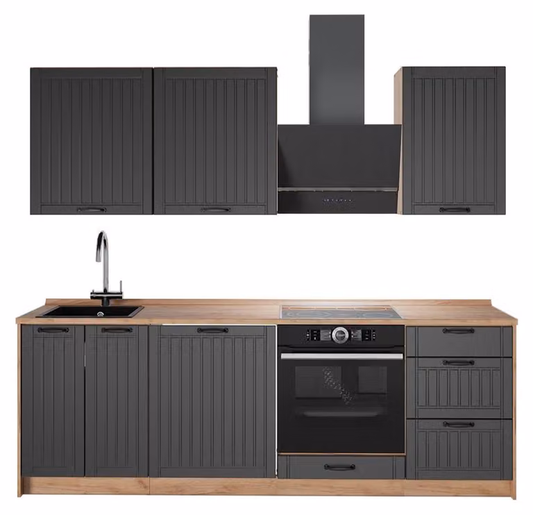 Cucina componibile Vicco Fame-Line Grigio scuro/Rovere dorato 230 cm, PL Rovere, Model 63983