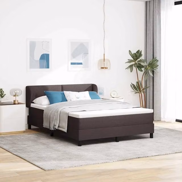 Letto a molle moderno vidaXL con testiera in tessuto marrone, L/P/H: 140 x 200 x 88 cm