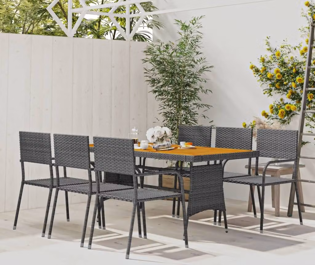 Maison Exclusive - Set da pranzo da giardino 7 pezzi in polyrattan grigio