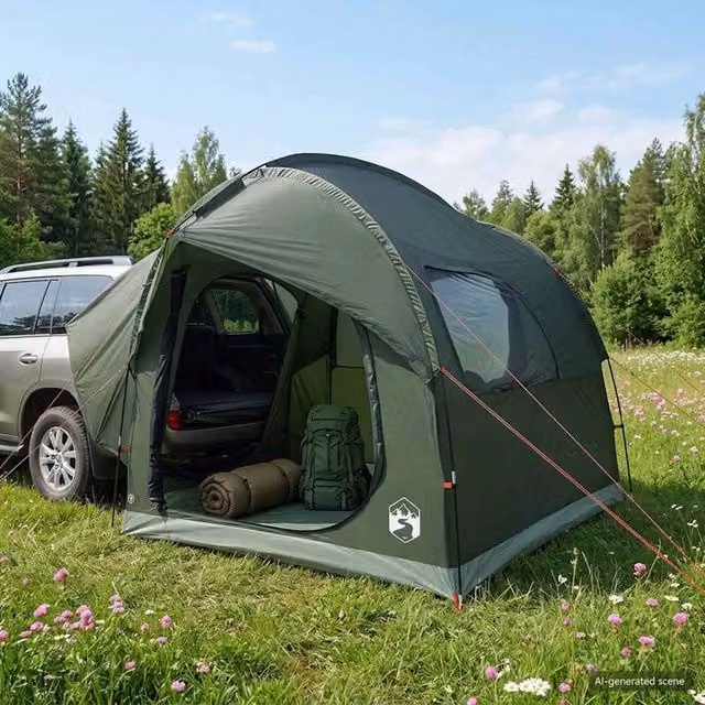 Tenda da auto Verde militare 3 persone Poliestere e Acciaio 42028538