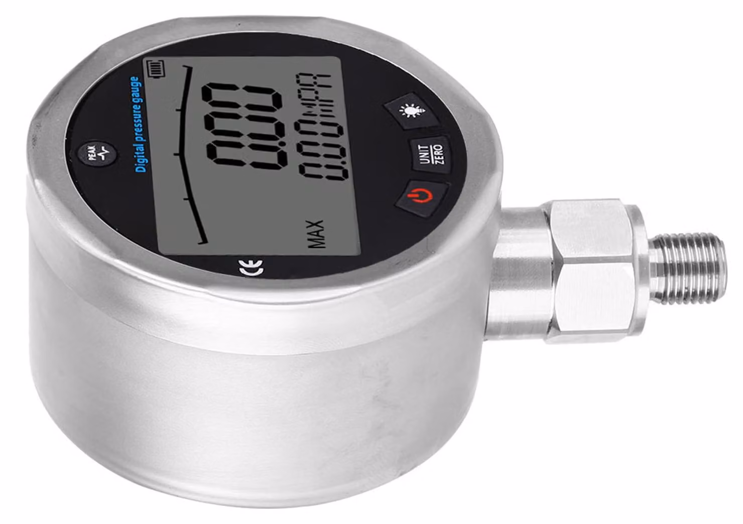 Manometro digitale G1/4, 0-40 MPa, con display LCD, per acqua/aria/olio