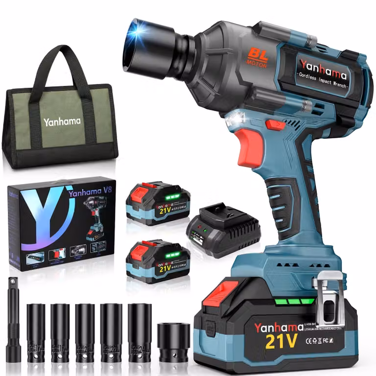 Chiave a percussione – Avvitatore a percussione a batteria – Chiave a impatto – Coppia: 1400 Nm – Batteria duale da 21V
