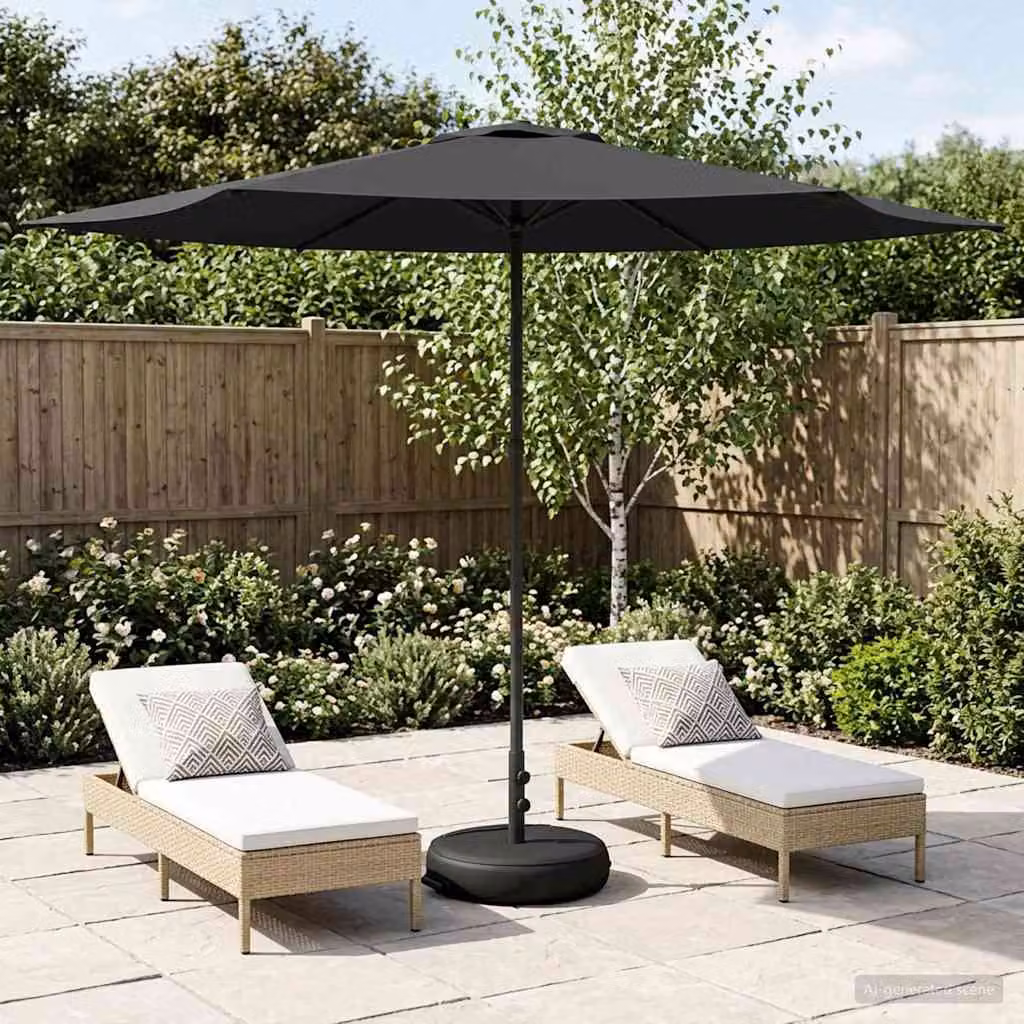 vidaXL Parasole da Giardino con Base Rettangolare in Poliestere e Acciaio, Colore Antracite/Nero, L/P/H: 3 x 3 x 2,28 m