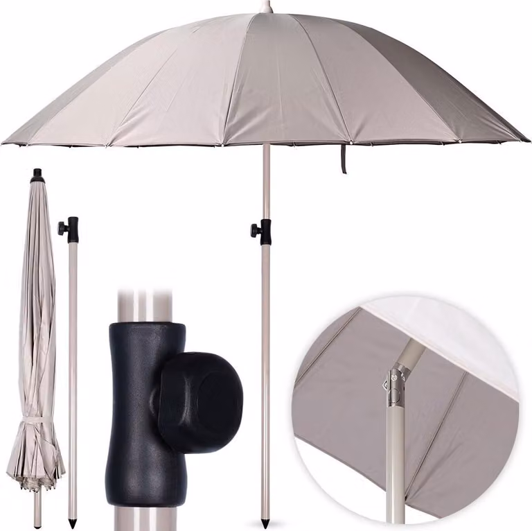 Ombrellone da giardino grigio regolabile 190 cm