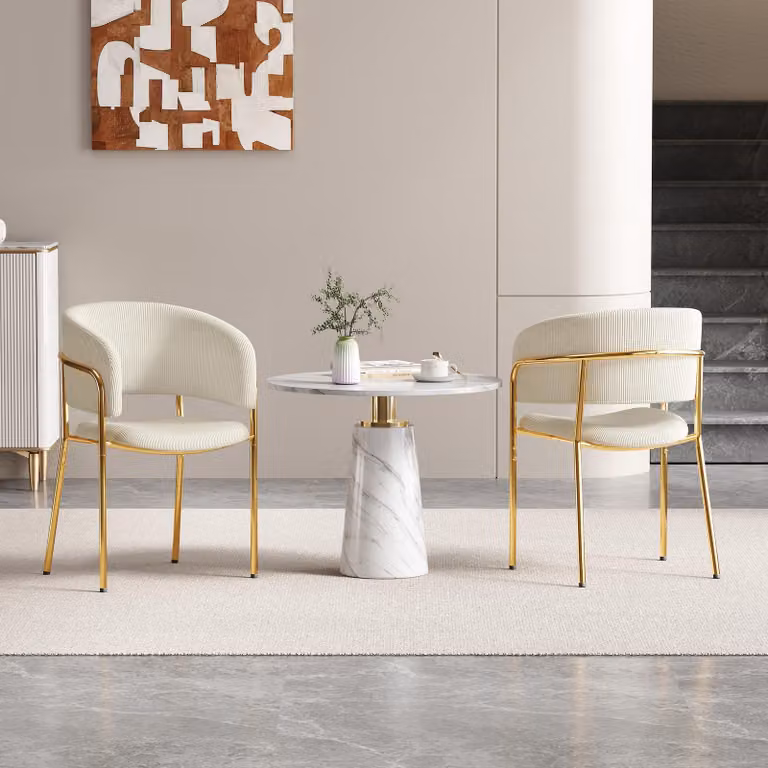 Fortuna Lai 2 St Sedia moderna con gambe inclinate, piedini regolabili e rivestimento in velluto a coste, ideale per soggiorno, ufficio open space, sala da pranzo (beige)