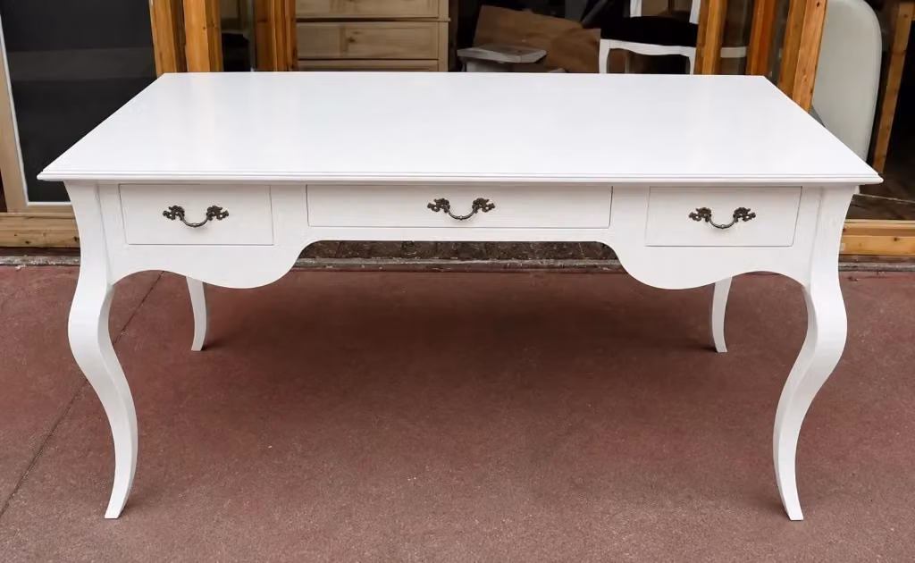 Scrivania in legno laccato bianco opaco Mobili 2G L: 130 cm, P: 75 cm, H: 80 cm – 2
