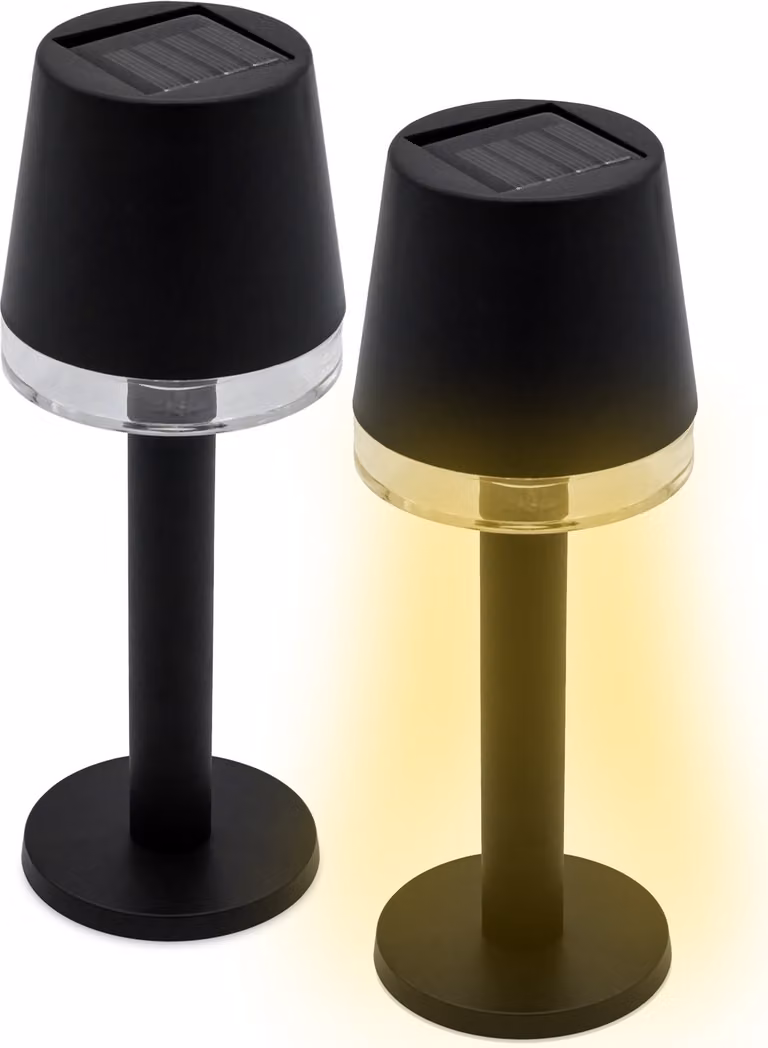 1.03 Lampada solare da tavolo in nero - set di 2 / ciascuno circa 22 x 8,5 cm - Lampada solare da tavolo decorativa (set di 2)