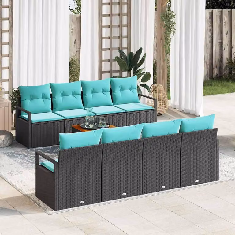Maison Exclusive - Set da giardino composto da 9 pezzi, divano in rattan sintetico nero