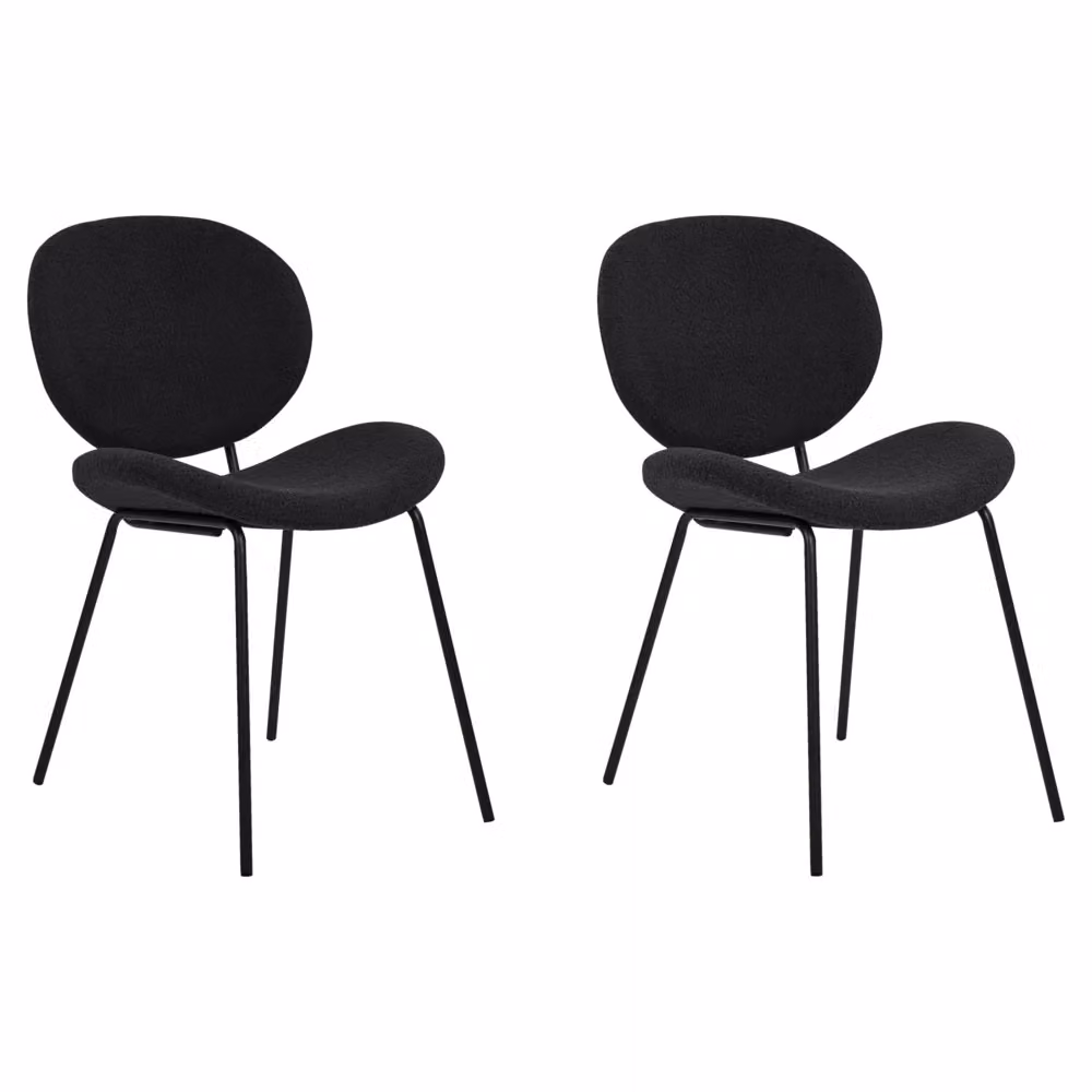 Set di 2 sedie da pranzo BELIANI in tessuto bouclé nero con gambe in ferro nero design contemporaneo e retrò – 2