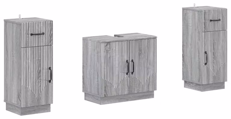 Set di due mobili da bagno, modello HOORN, colore Sonoma grigio