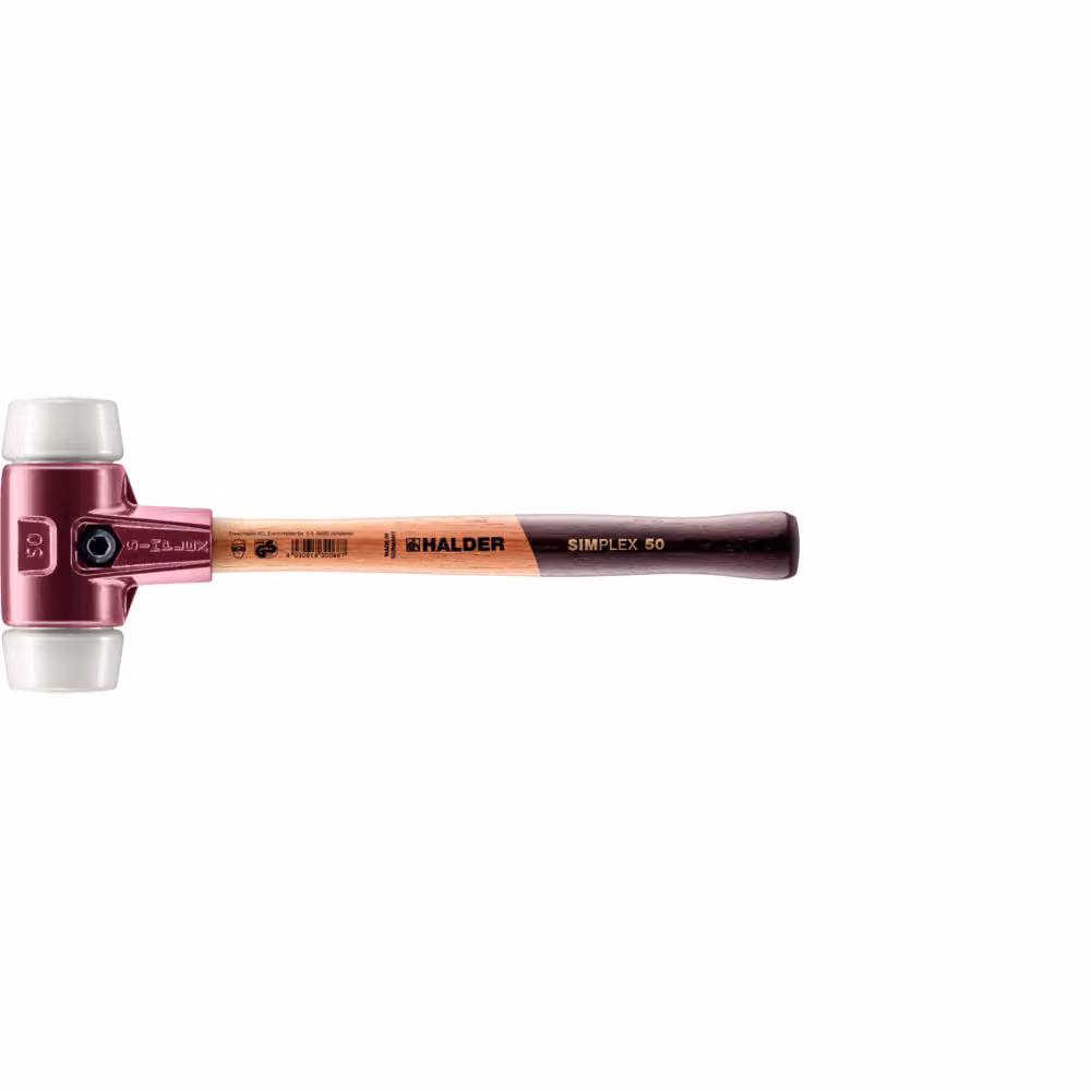 Mazza SIMPLEX soft-face con alloggiamento TE e manico in legno, Ø 50, superplastica