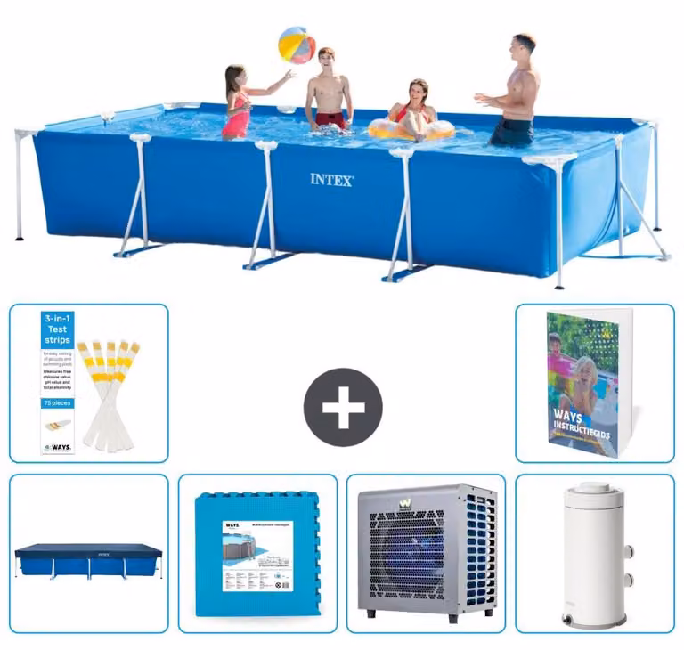 Piscina fuori terra rettangolare - 450x220x84 cm - composta da 5 parti - modello S116