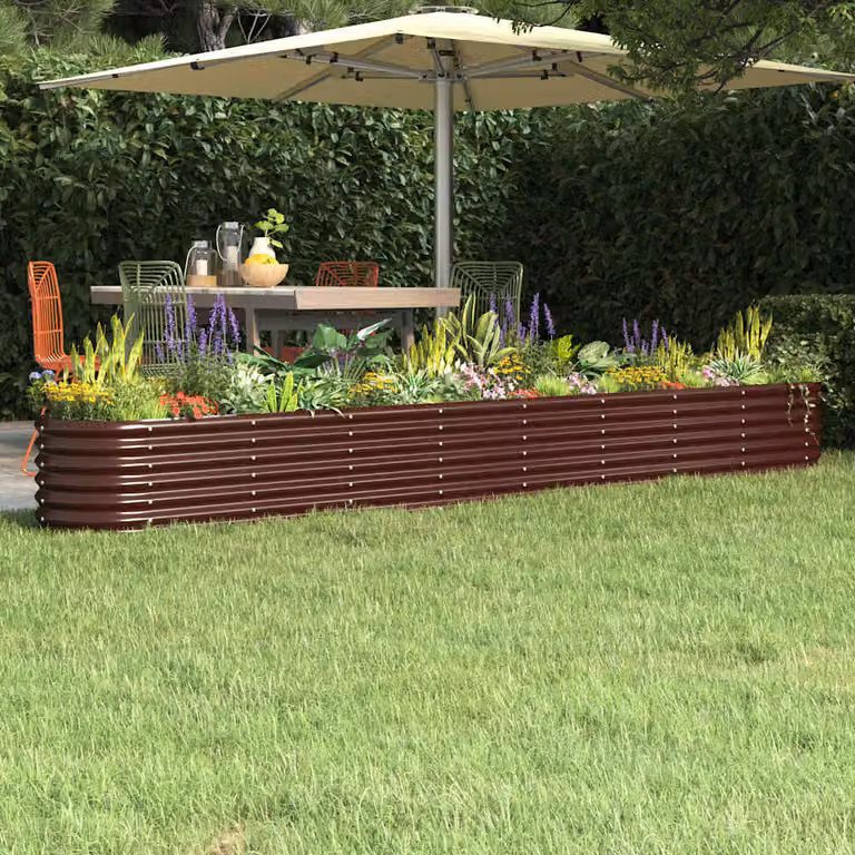 Letto rialzato da giardino vidaXL in acciaio zincato marrone L: 332 cm, P: 40 cm, H: 36 cm