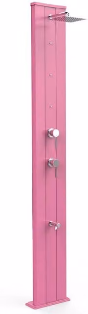 Doccia Solare Dada S di Arkema Design in Alluminio con Nebulizzatore e Miscelatore Colore Fuxia
