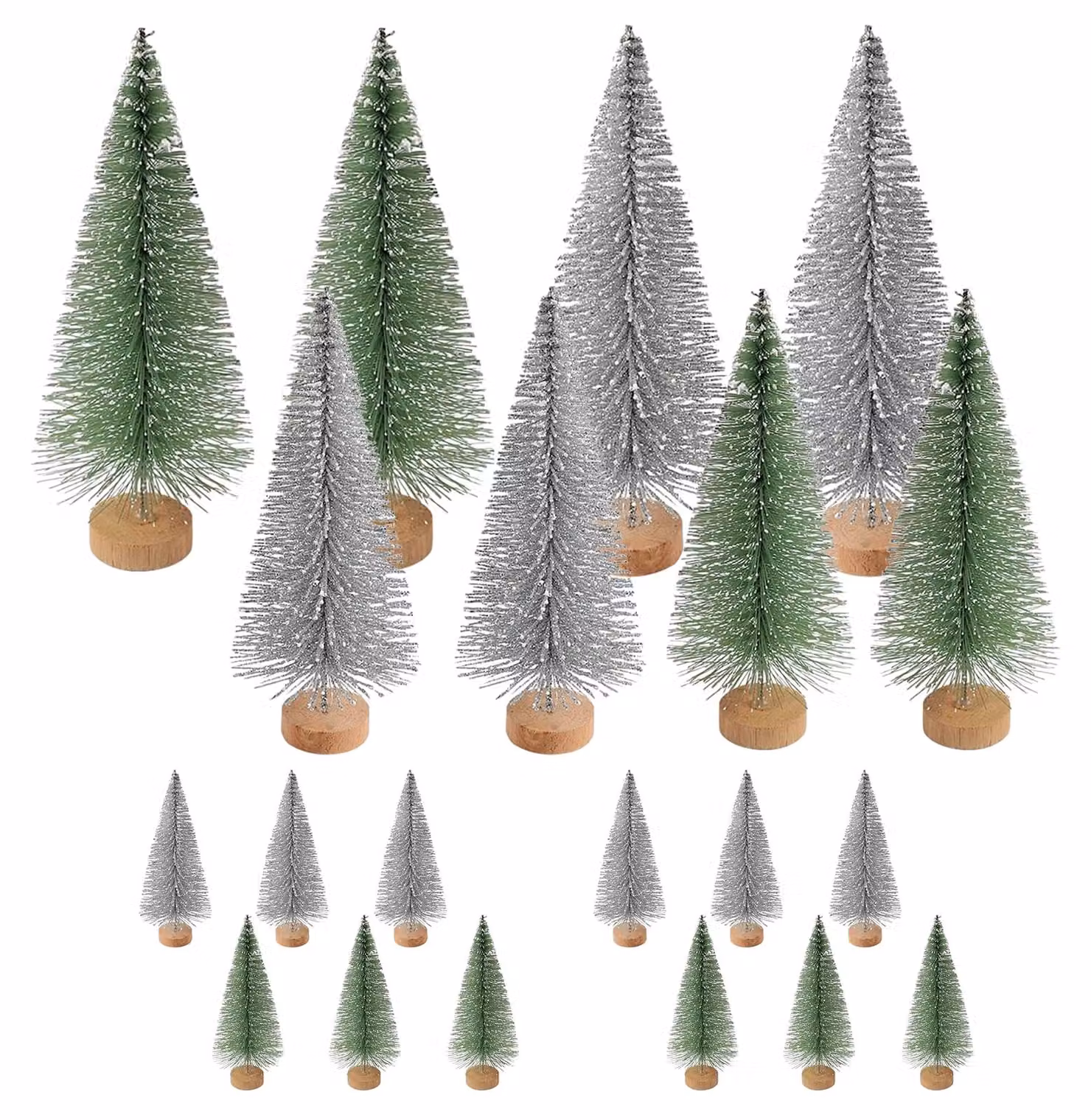 Set di mini alberi decorativi natalizi - 20 pezzi - Mini alberi decorativi natalizi - 4,5/10,5/16 cm