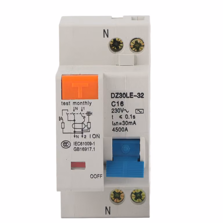 Interruttore automatico 1P 16A Protezione da sovraccarico, cortocircuito e dispersione Interruttore differenziale per 50/60Hz