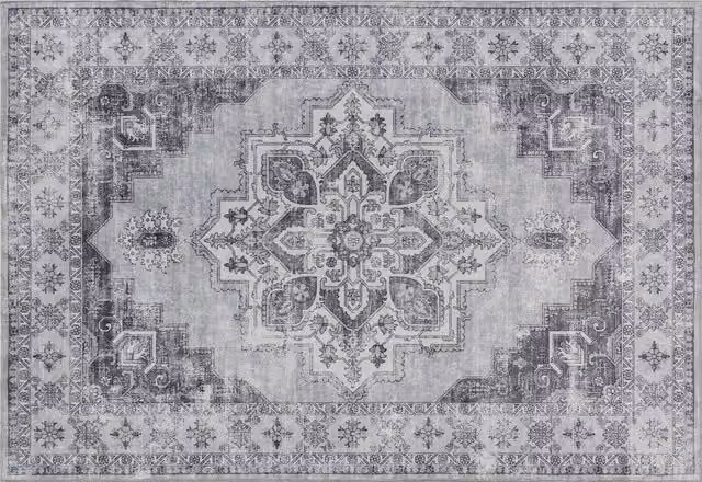 Tappeto HOMCOM per soggiorno con effetto flanella, antiscivolo e lavabile in lavatrice, Grigio, L: 230 cm, P: 160 cm