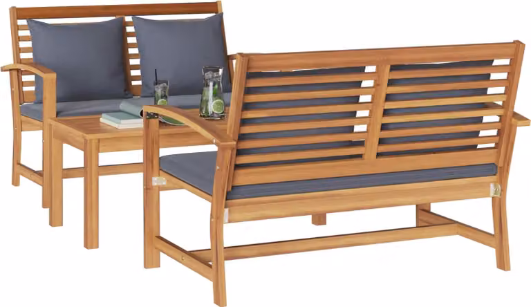 Set Divano da Giardino 3 pcs Naturale Legno di teak solido