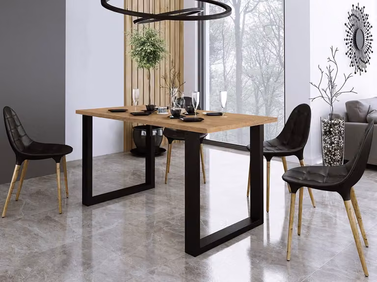 Tavolo da pranzo rettangolare IMPER 1 - rovere lancelot / nero opaco