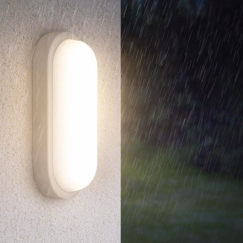 Braytron LED 18W Lampada da parete e soffitto ovale per ambienti umidi, bianca, per esterni e garage, 6500K / IP54