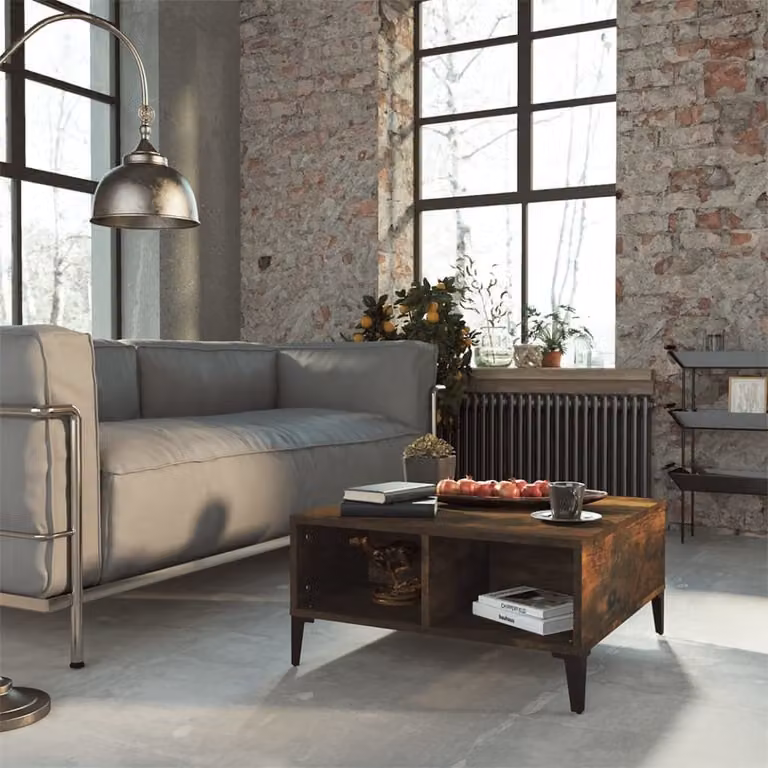 The Living Store tavolino in rovere fumé 60x60x30 cm materiale a base di legno
