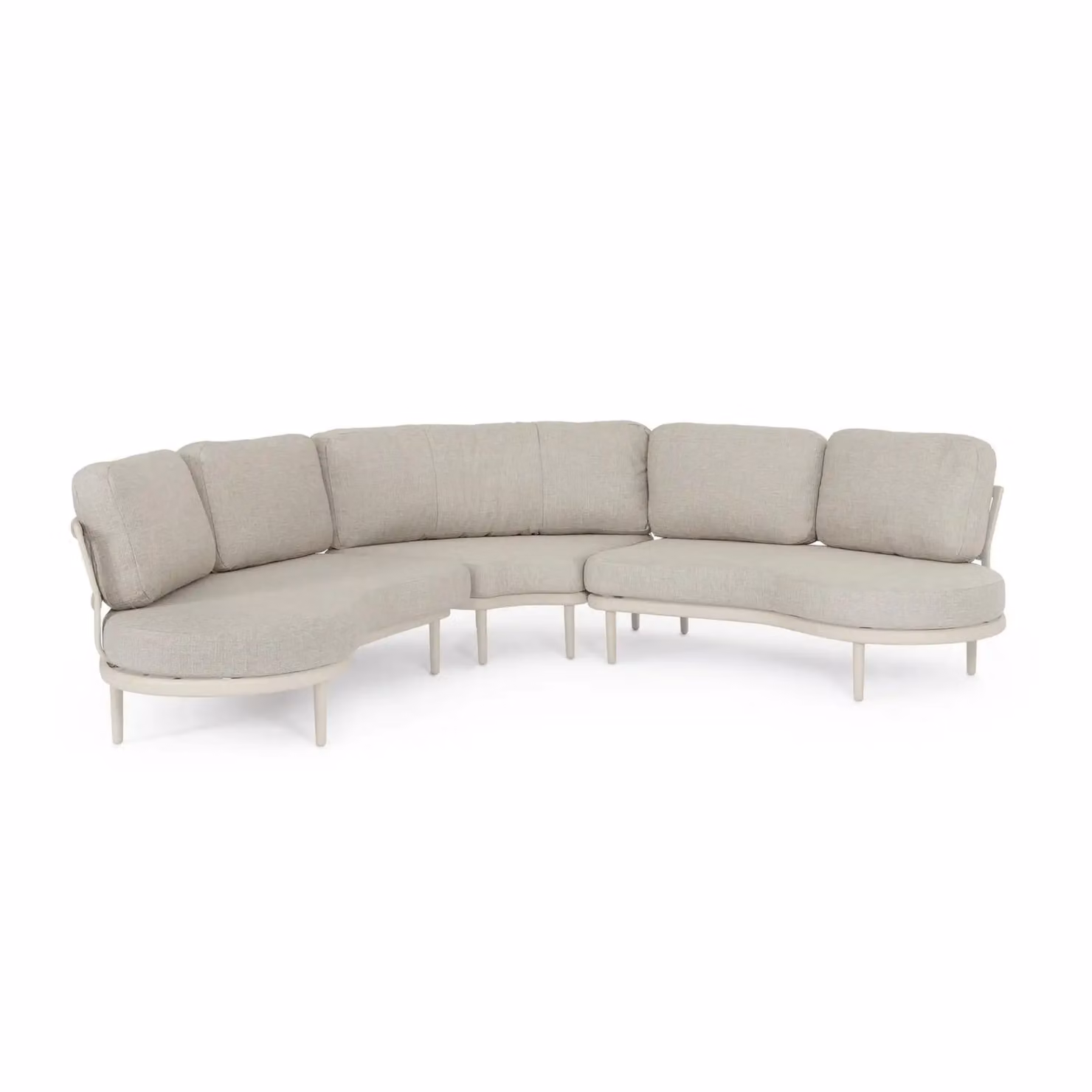 Set salotto angolare da giardino SAGRES con cuscini beige, schienali in corda e struttura beige