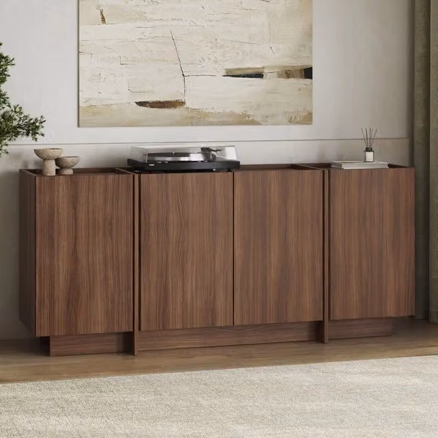 Madia Nolova, Credenza 4 Ripiani, 180x45x80h cm Marrone Noce