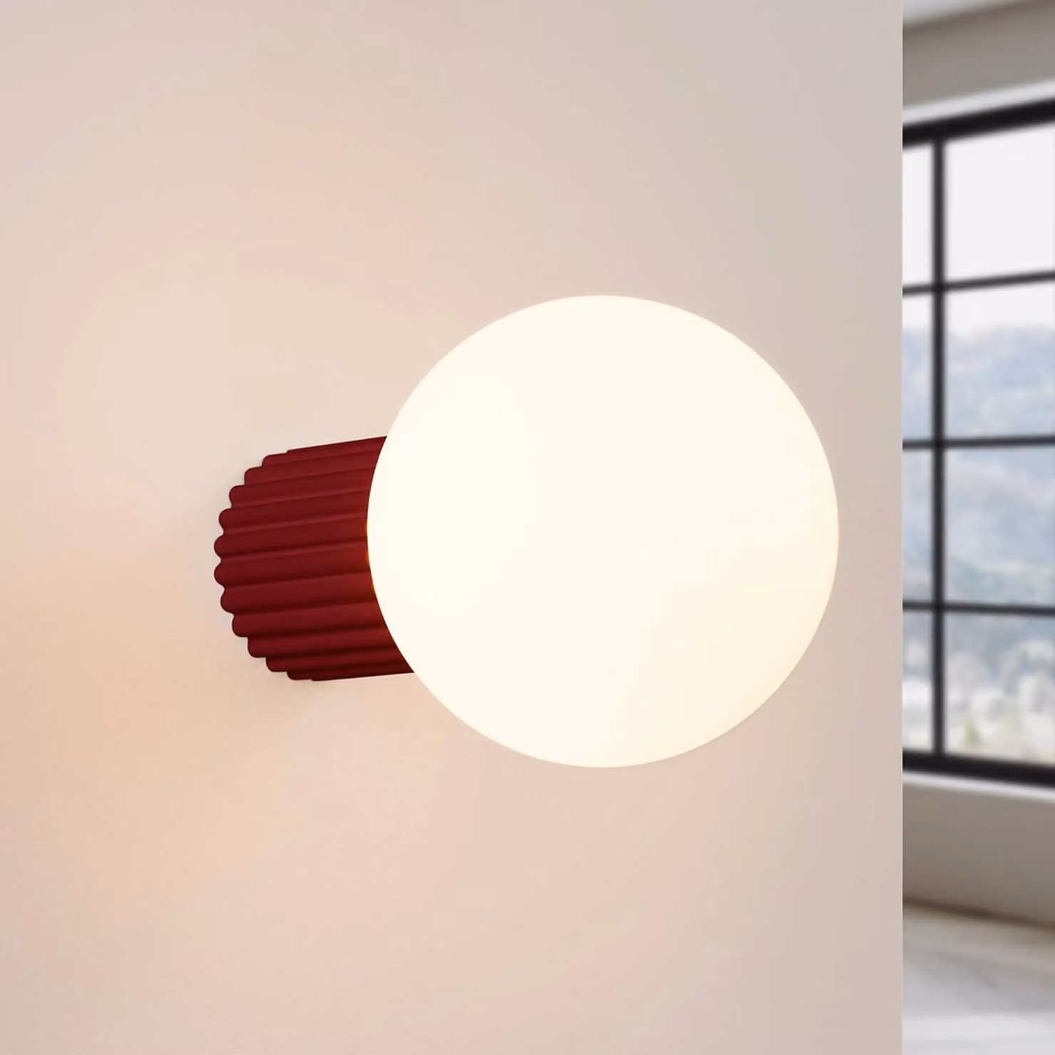 Applique da parete ORBI SOLLUX LIGHTING, dimmerabile, Rosso, Bagno, Alluminio, Applique