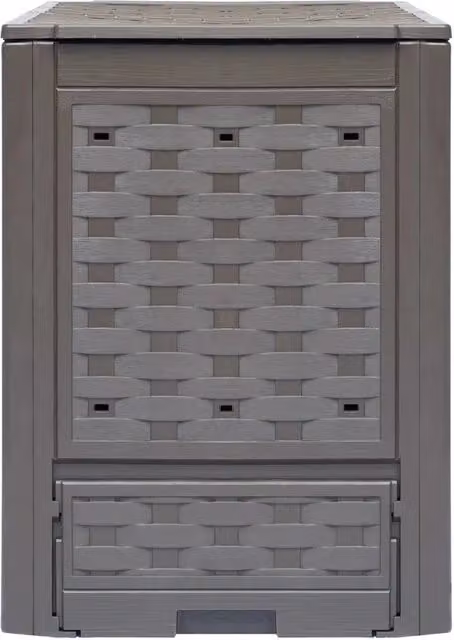 Compostiera da giardino in plastica effetto rattan marrone e grigio CFW3730033 L/P/H: 60 x 60 x 83 cm – 1