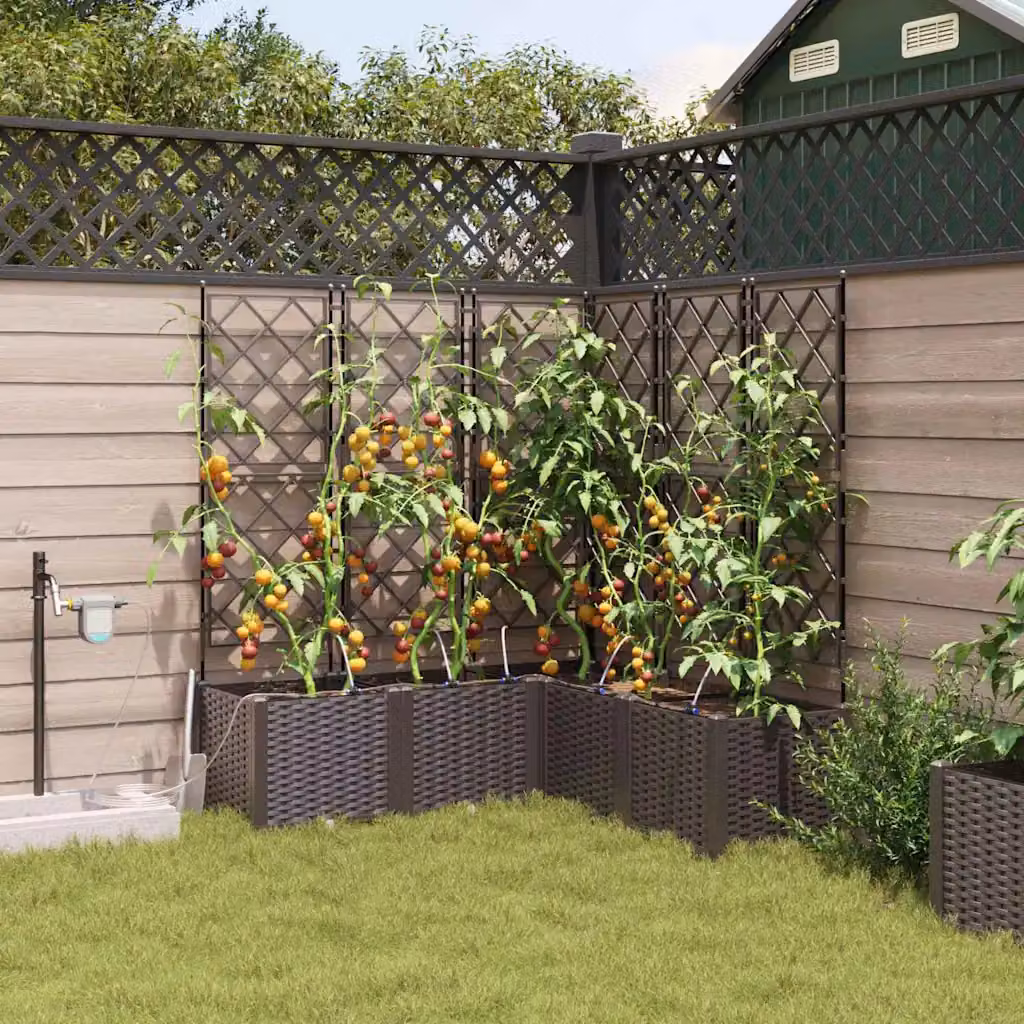 Set di 5 vasi da giardino vidaXL in plastica marrone L/P/H: 120 x 120 x 142 cm