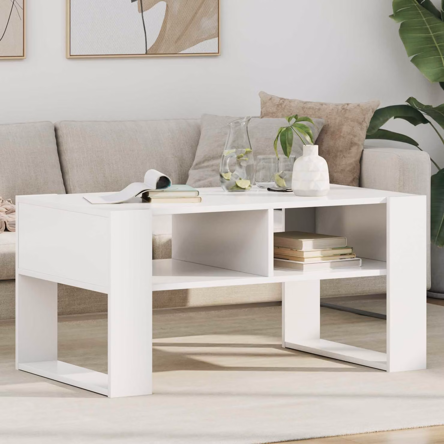 Maison Exclusive - Tavolino bianco, dimensioni 92 x 53 x 45 cm, realizzato in materiale composito di legno