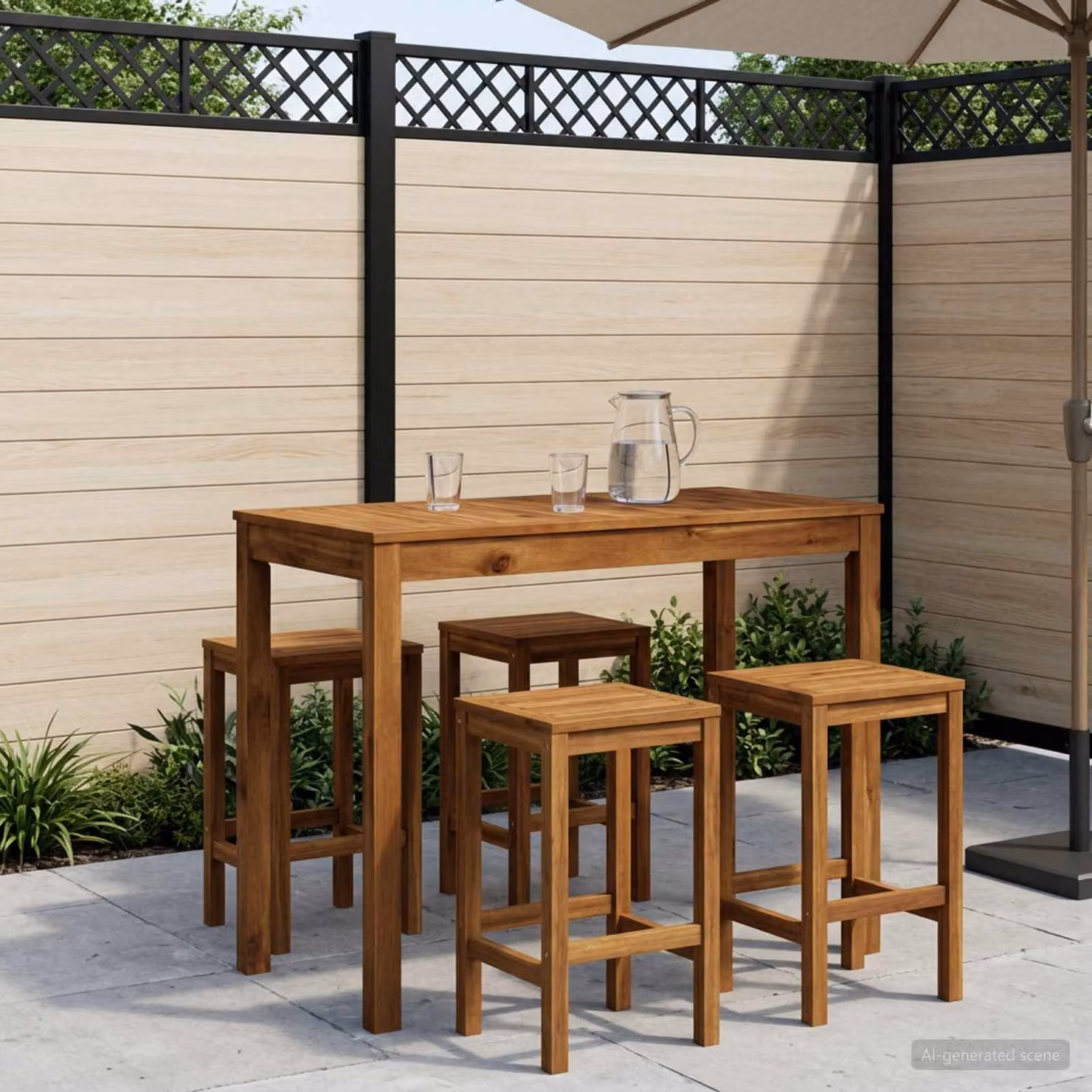 vidaXL Tavolo Bar da Giardino in Legno di Acacia Marrone, L/P/H: 108,5 x 55 x 105 cm