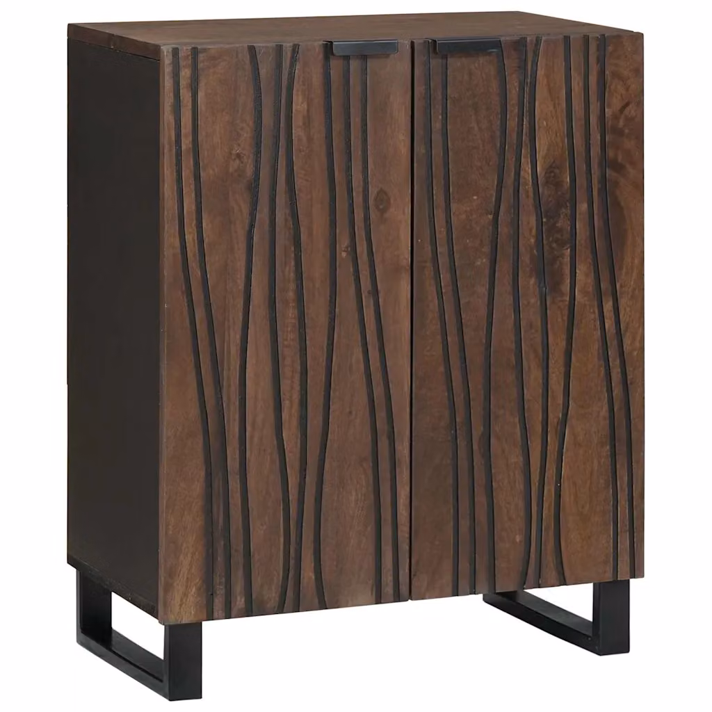 Credenza vidaXL in legno di mango massello color noce, stile rustico, L 60 x P 33,5 x H 75 cm