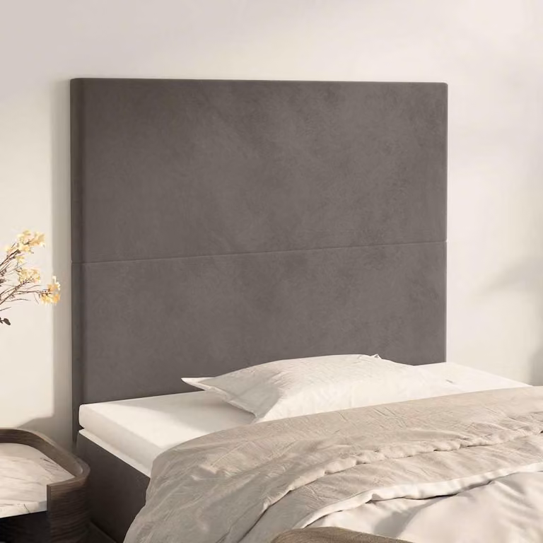 Testiera per letto vidaXL in velluto grigio scuro, L: 90 cm, P: 5 cm, H: 118-128 cm