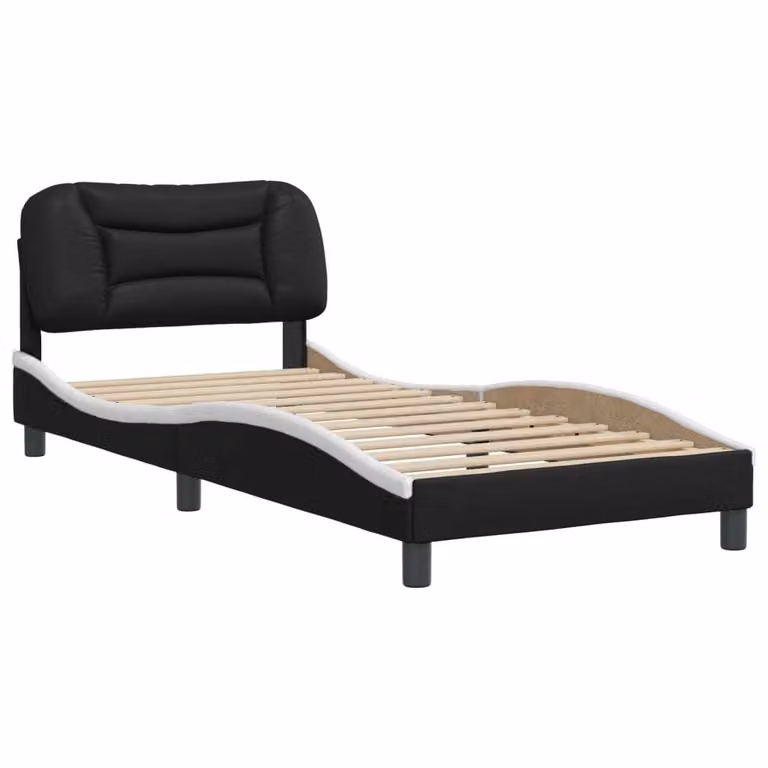 Giroletto senza Materasso Hvar Nero e Bianco 90x190 cm in Pelle finta