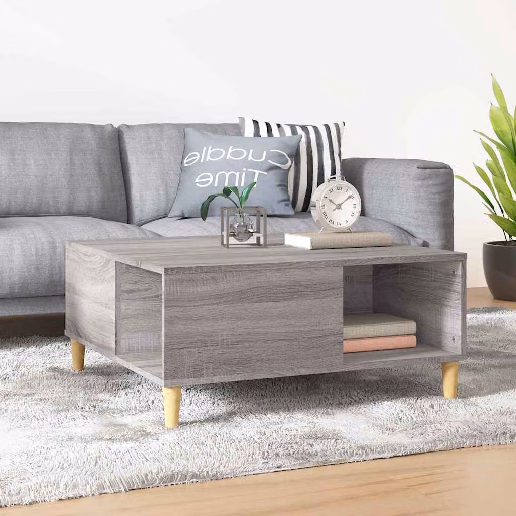 vidaXL Tavolino da salotto quadrato in legno grigio L/P/H: 80 x 80 x 36,5 cm