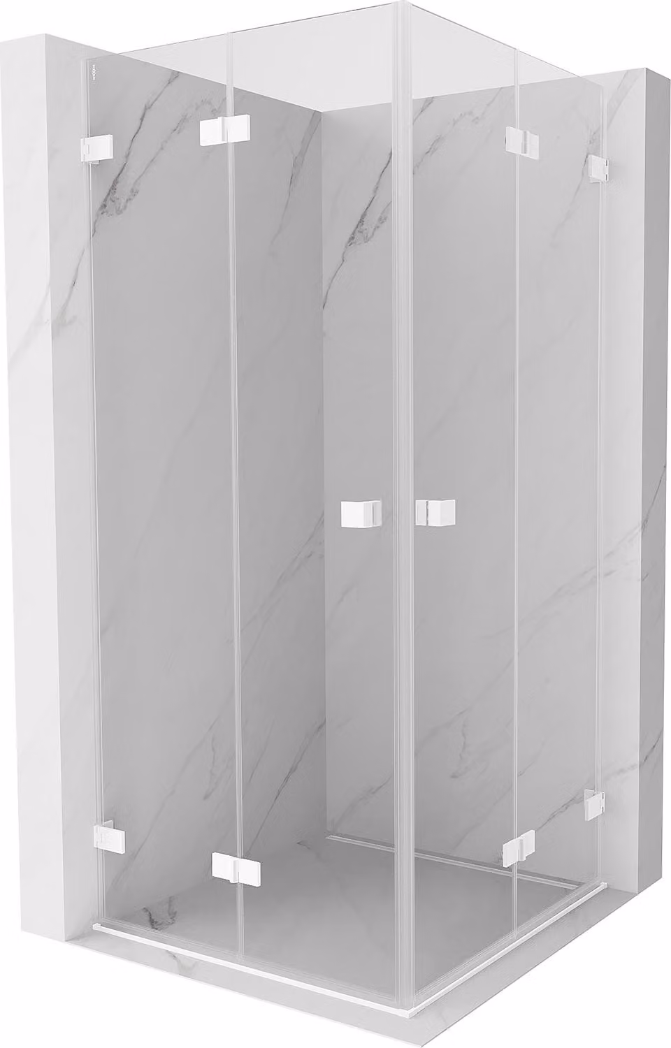 Mexen Lunar-F Duo cabina doccia pieghevole 95 x 95 cm, trasparente, bianca - 836-095L-095P-20-00