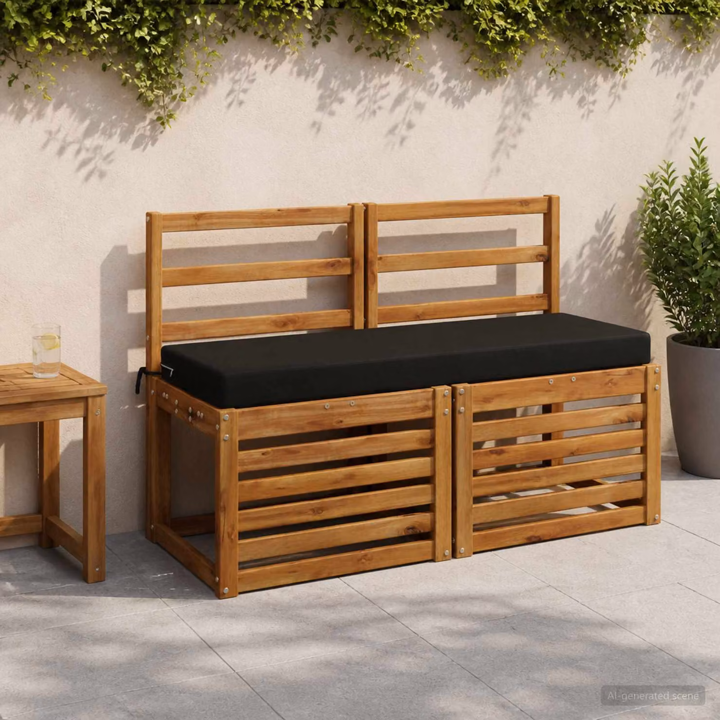 vidaXL Cuscino per panchina SOEST in poliestere nero L 120 cm x P 40 cm x H 8 cm