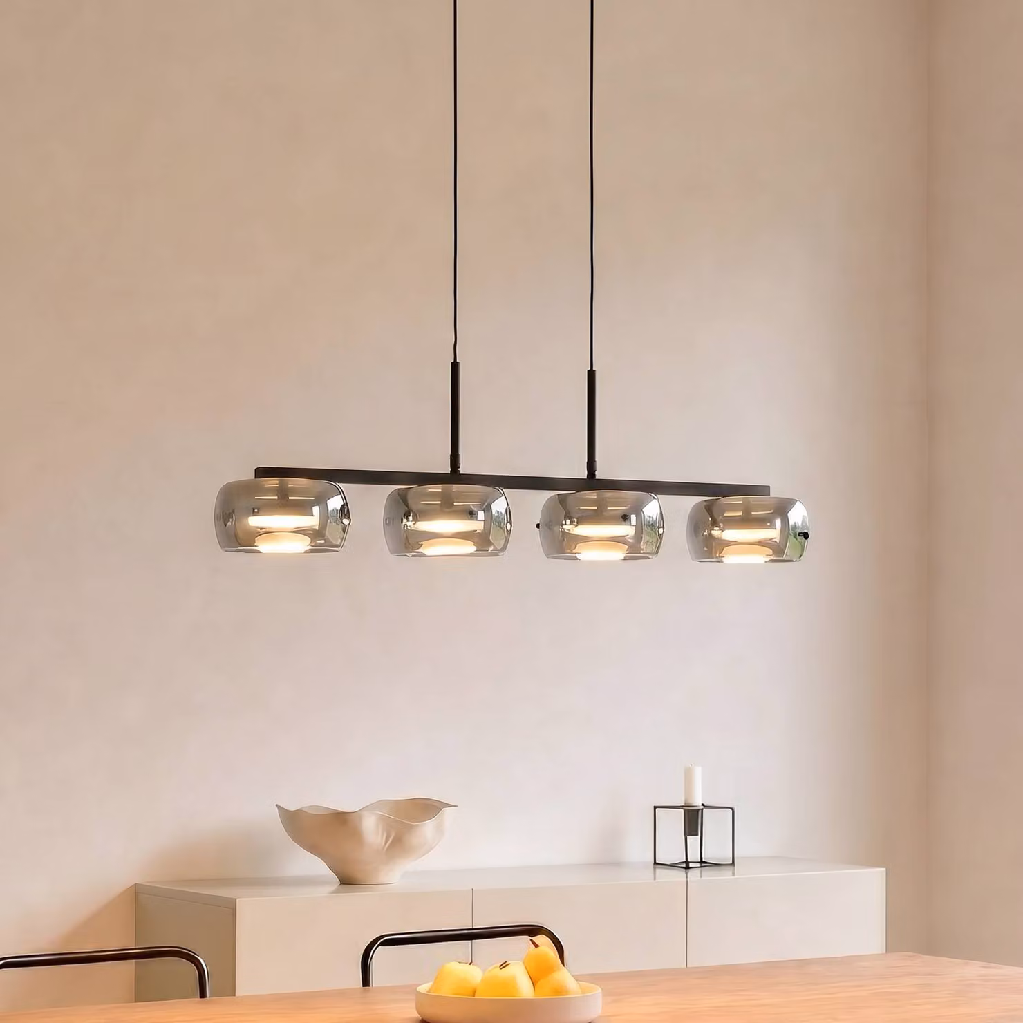 Lampada a sospensione in vetro Martis Lucande, dimmerabile, Nero, Soggiorno / Sala da pranzo, Vetro, Moderno, Lampada a sospensione