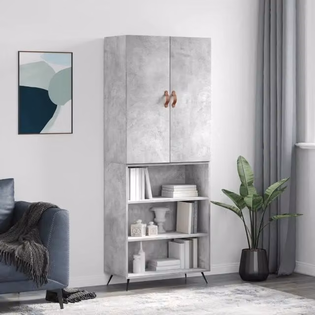 Credenza Buffet Armadio da Cucina Design Mania Grigio, L/P/H: 69,5 x 34 x 180 cm
