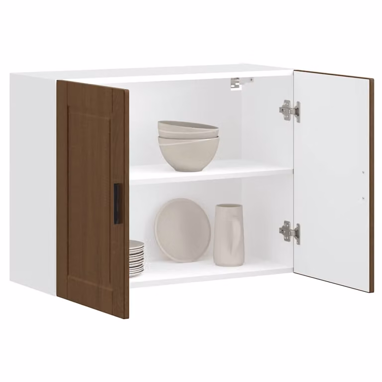 Pensile da cucina moderno vidaXL Porto in legno marrone con ante a battente e ripiani interni L: 80 cm, H: 60 cm, P: 31 cm