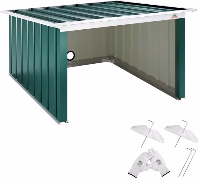 Garage per robot tagliaerba Gardebruk verde con tetto a capanna pieghevole in acciaio zincato e PVC