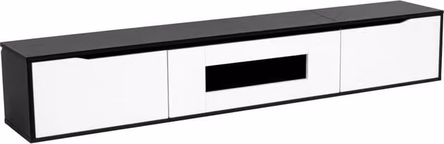 Mobile TV moderno Nero Bianco Lucido 180 cm con illuminazione LED e montaggio a parete