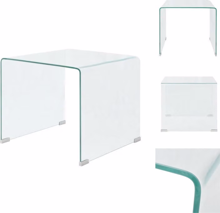 vidaXL Tavolino in vetro temperato 49,5 x 50 x 45 cm Trasparente - Tavolini da caffè
